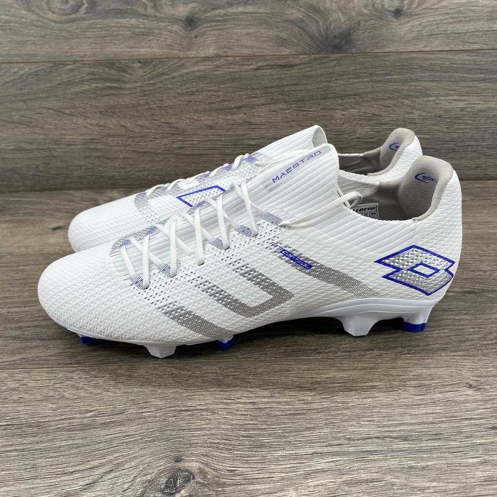 Lotto Maestro FG Soccer Cleats White Silver Blue Men Sz 11 EU 44 UK 10